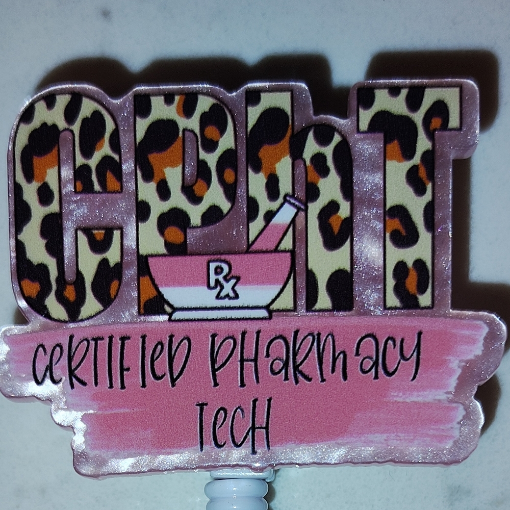 Leopard Print Certified Pharmacy Tech Badge Reel